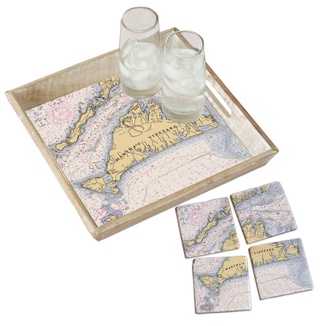Martha's Vineyard, MA - Marble Coaster Set