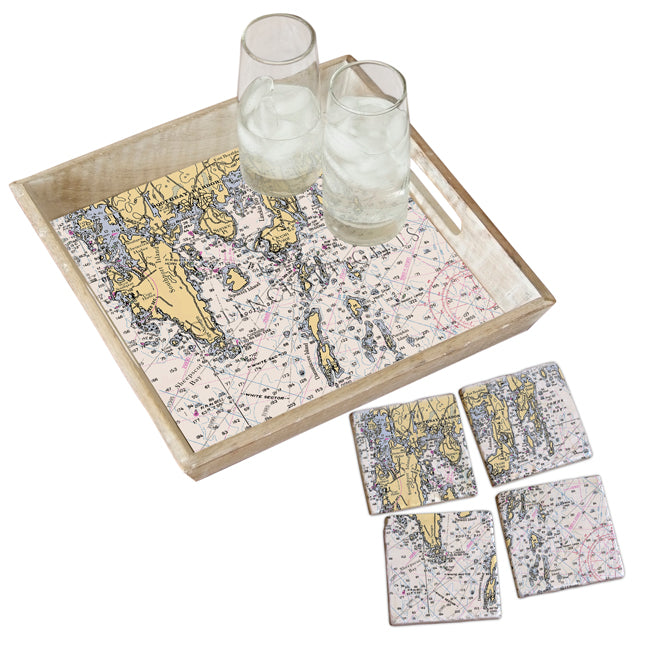 Boothbay Harbor, ME- Marble Coaster Set