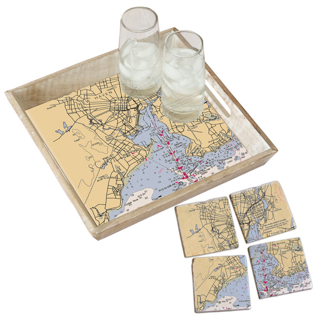 New Haven, CT - Marble Coaster Set
