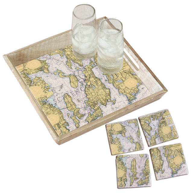 Narragansett Bay- Marble Coaster Set