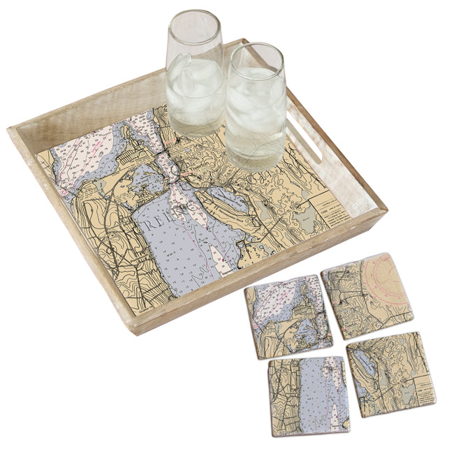 Tiverton, RI - Marble Coaster Set