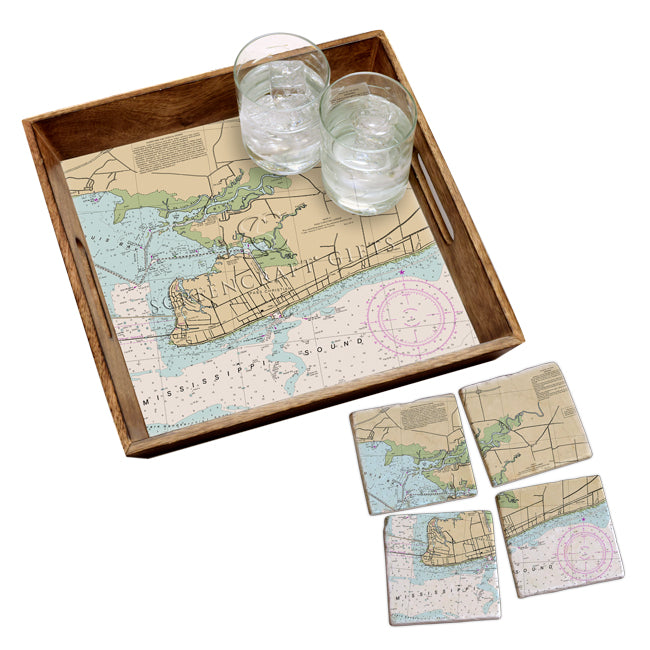 Pass Christian, MS - Marble Coaster Set