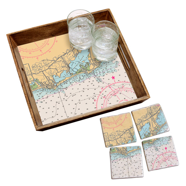 Quonochontaug, RI  - Marble Coaster Set