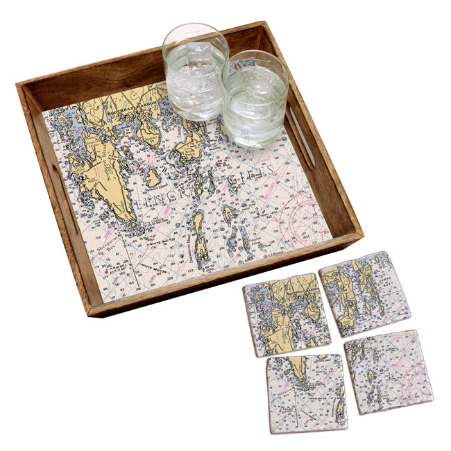 Boothbay Harbor, ME- Marble Coaster Set