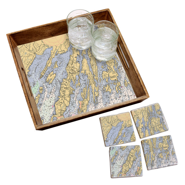 Harpswell, ME- Marble Coaster Set