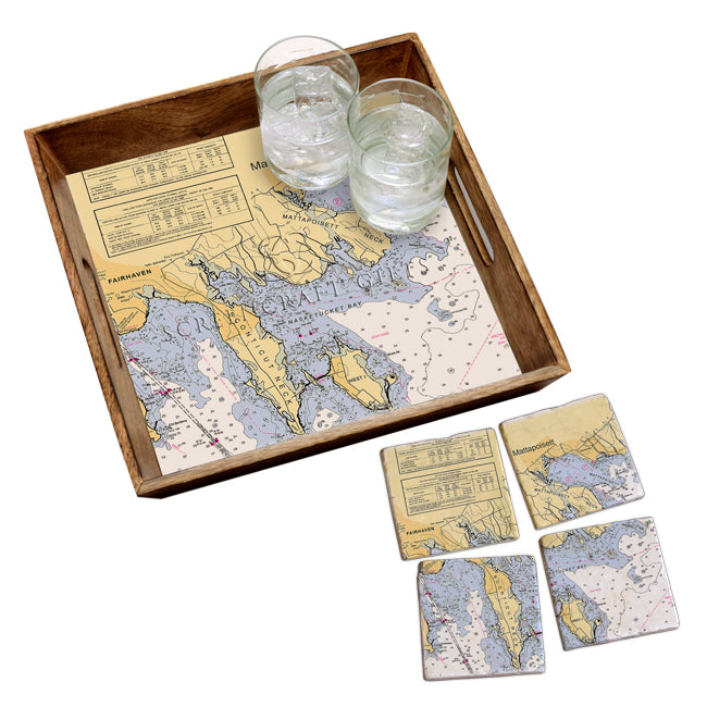 Mattapoisett, MA - Marble Coaster Set