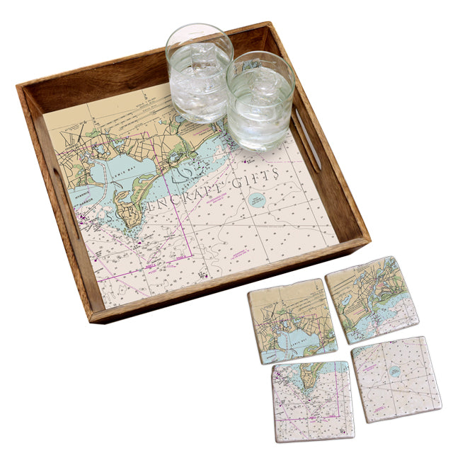 West Yarmouth, MA - Marble Coaster Set