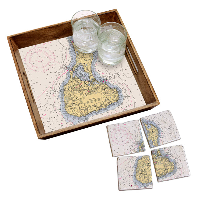 Block Island, RI - Marble Coaster Set