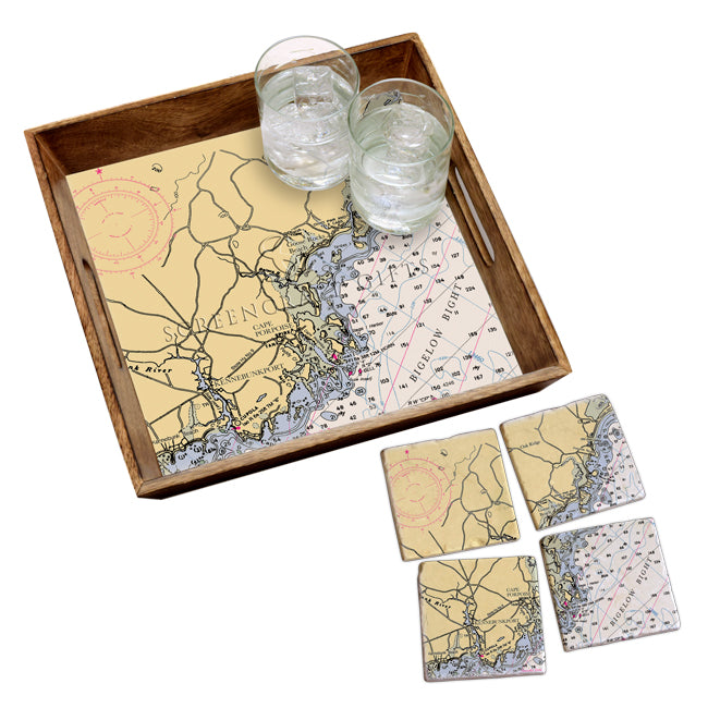 Kennebunkport, ME- Marble Coaster Set