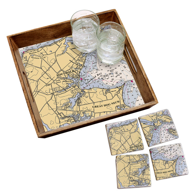 Southold, NY - Marble Coaster Set