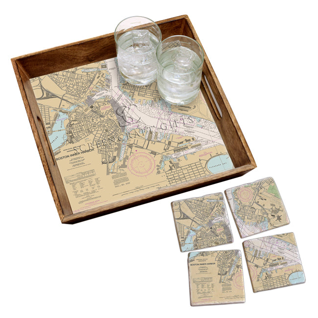 Boston, MA - Marble Coaster Set