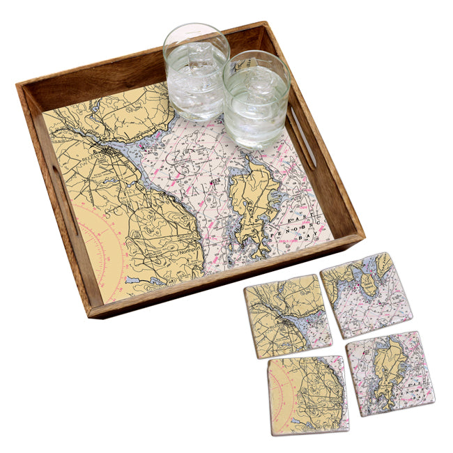 Belfast, ME  - Marble Coaster Set
