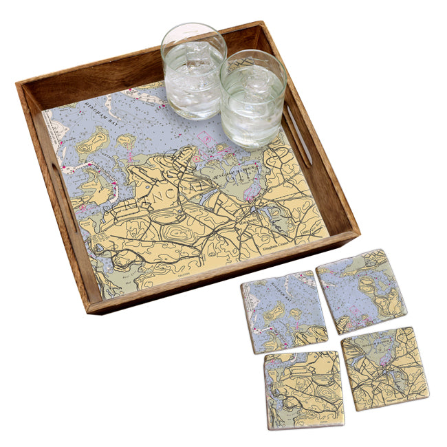 Hingham, MA - Marble Coaster Set
