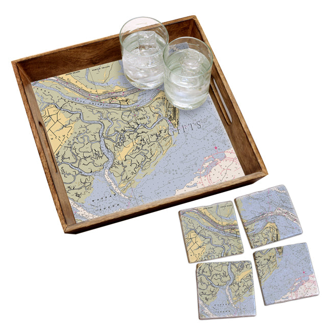 Tybee Island, GA  - Marble Coaster Set