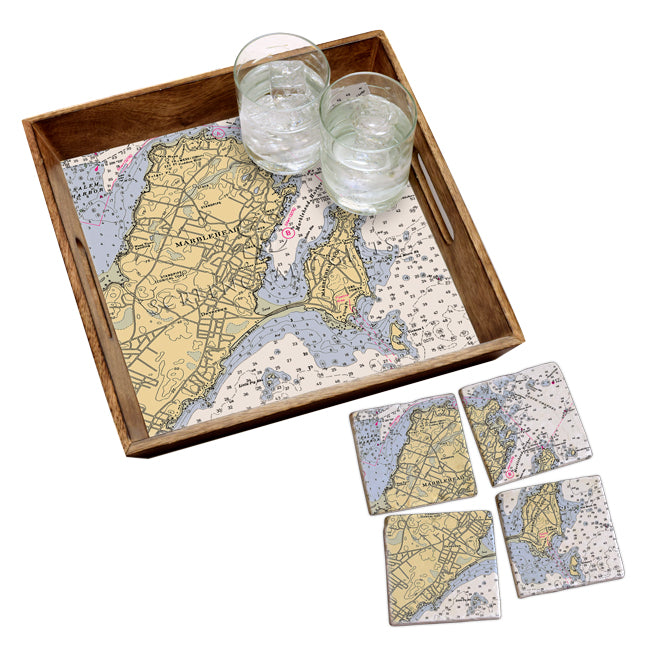 Marblehead, MA- Marble Coaster Set