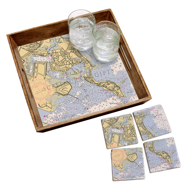 Winthrop, MA- Marble Coaster Set
