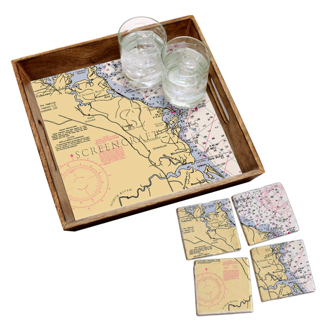 Scituate, MA- Marble Coaster Set