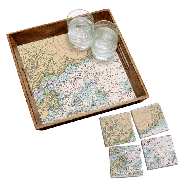 Beverly Harbor, Ma - Marble Coaster Set