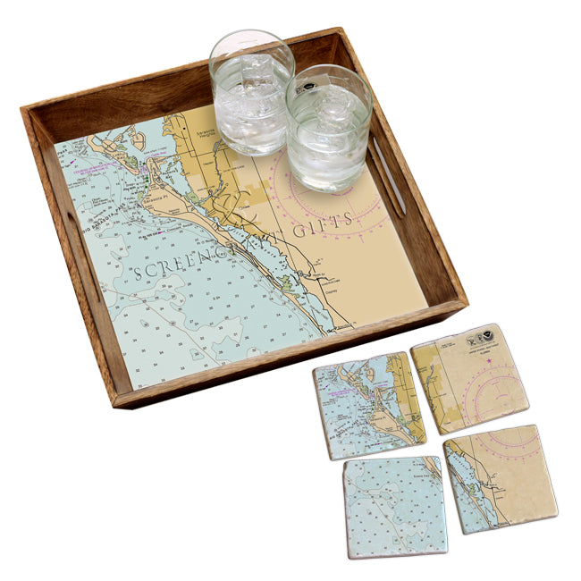 Siesta Key, FL - Marble Coaster Set