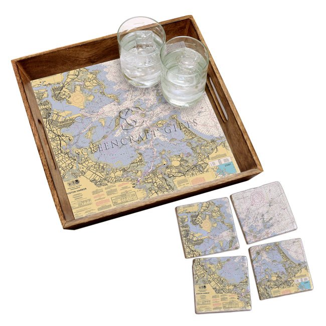 Boston Harbor MA - Marble Coaster Set