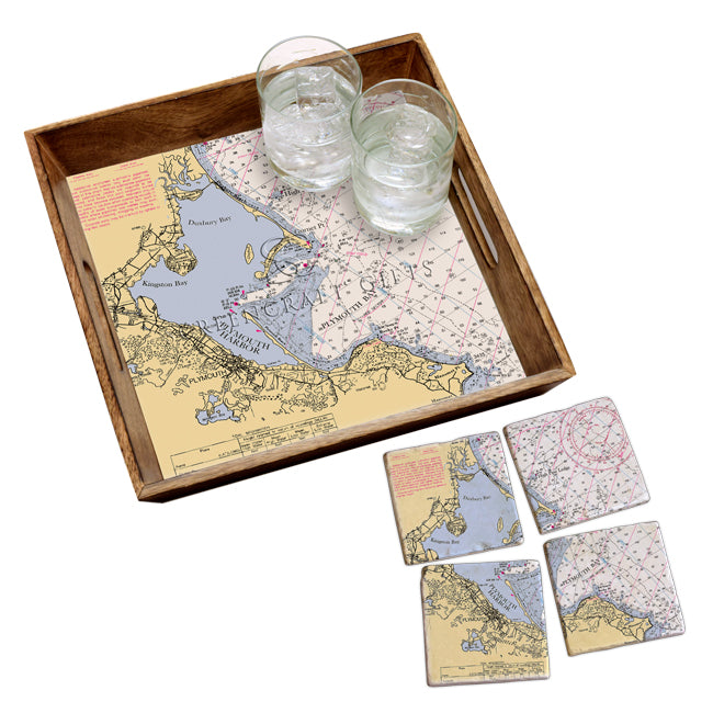 Plymouth, MA- Marble Coaster Set