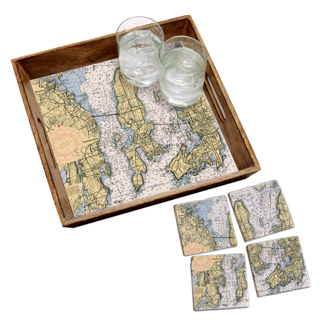 Wickford to Newport, RI- Marble Coaster Set