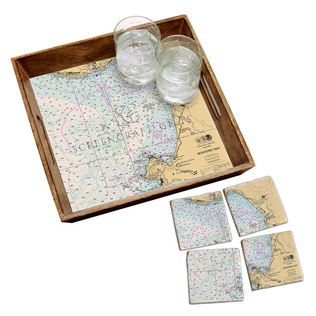 Monterey, CA -  Marble Coaster Set