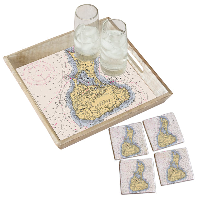 Block Island, RI - Marble Coaster Set