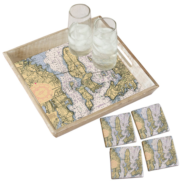 Wickford to Newport, RI- Marble Coaster Set