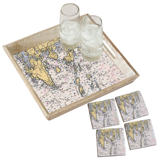 Boothbay Harbor, ME- Marble Coaster Set