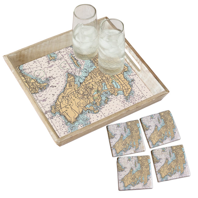 Newport Neck, RI - Marble Coaster Set