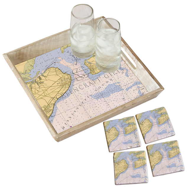 St. Louis Bay, MS - Marble Coaster Set