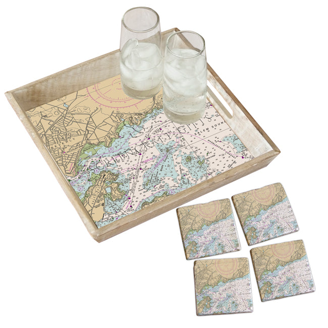 Beverly Harbor, Ma - Marble Coaster Set