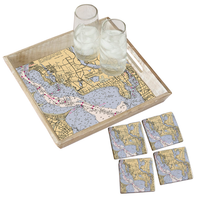 Barrington, RI- Marble Coaster Set