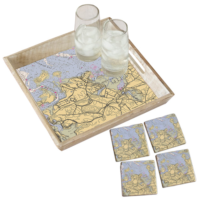 Hingham, MA - Marble Coaster Set
