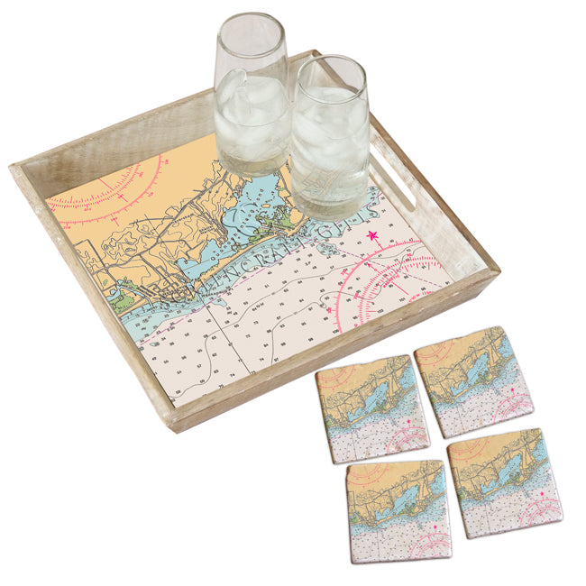 Quonochontaug, RI  - Marble Coaster Set