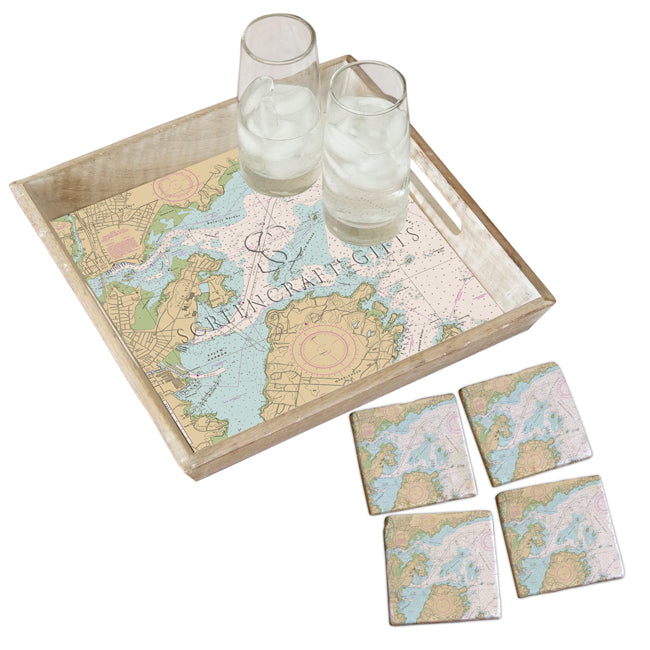 North Shore, MA - Marble Coaster Set