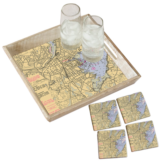 Salem, MA- Marble Coaster Set