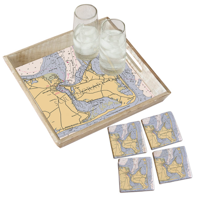 Chappaquiddick, MA- Marble Coaster Set