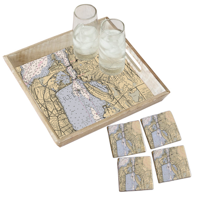 Tiverton, RI - Marble Coaster Set