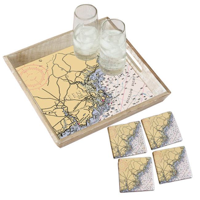 Kennebunkport, ME- Marble Coaster Set