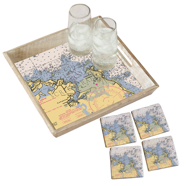 Cohasset, MA  - Marble Coaster Set