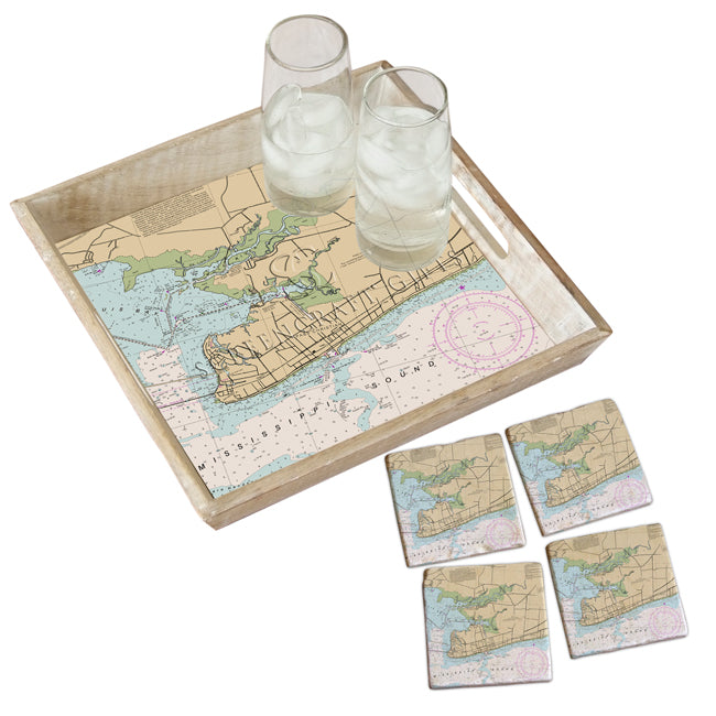 Pass Christian, MS - Marble Coaster Set