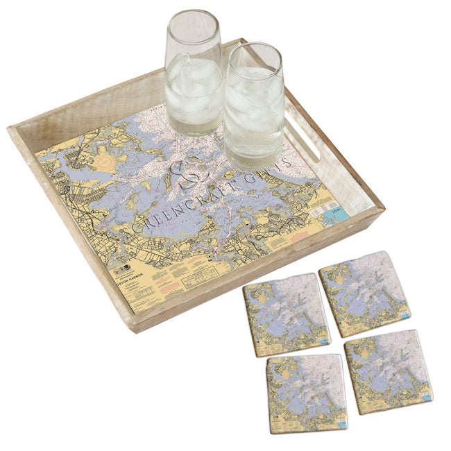 Boston Harbor MA - Marble Coaster Set