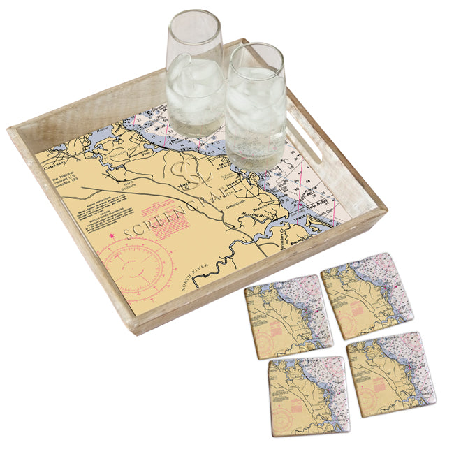 Scituate, MA- Marble Coaster Set