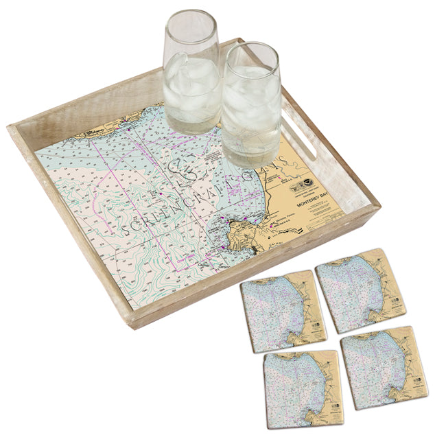 Monterey, CA -  Marble Coaster Set