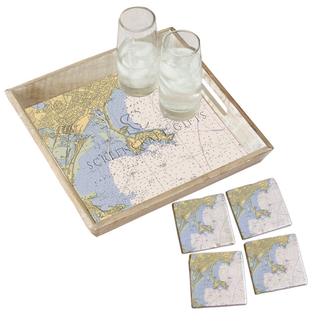Nahant, MA- Marble Coaster Set
