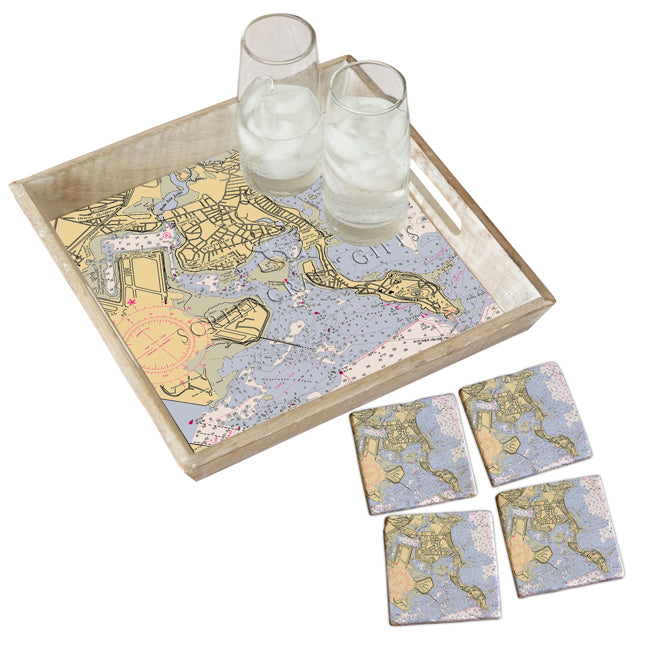 Winthrop, MA- Marble Coaster Set