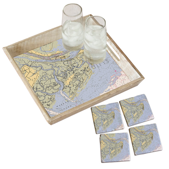 Tybee Island, GA  - Marble Coaster Set