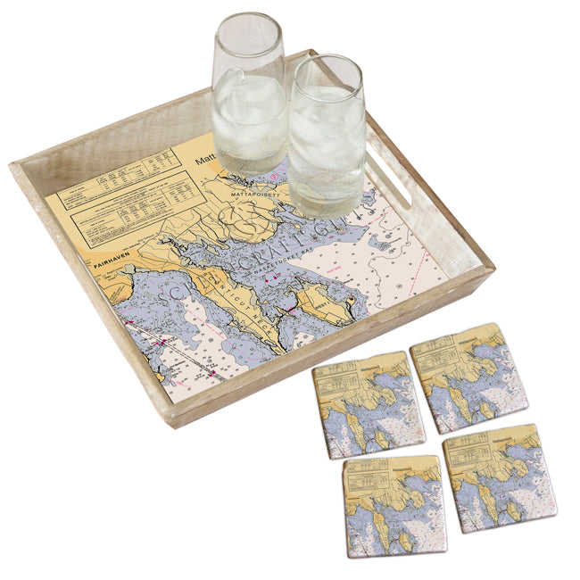 Mattapoisett, MA - Marble Coaster Set